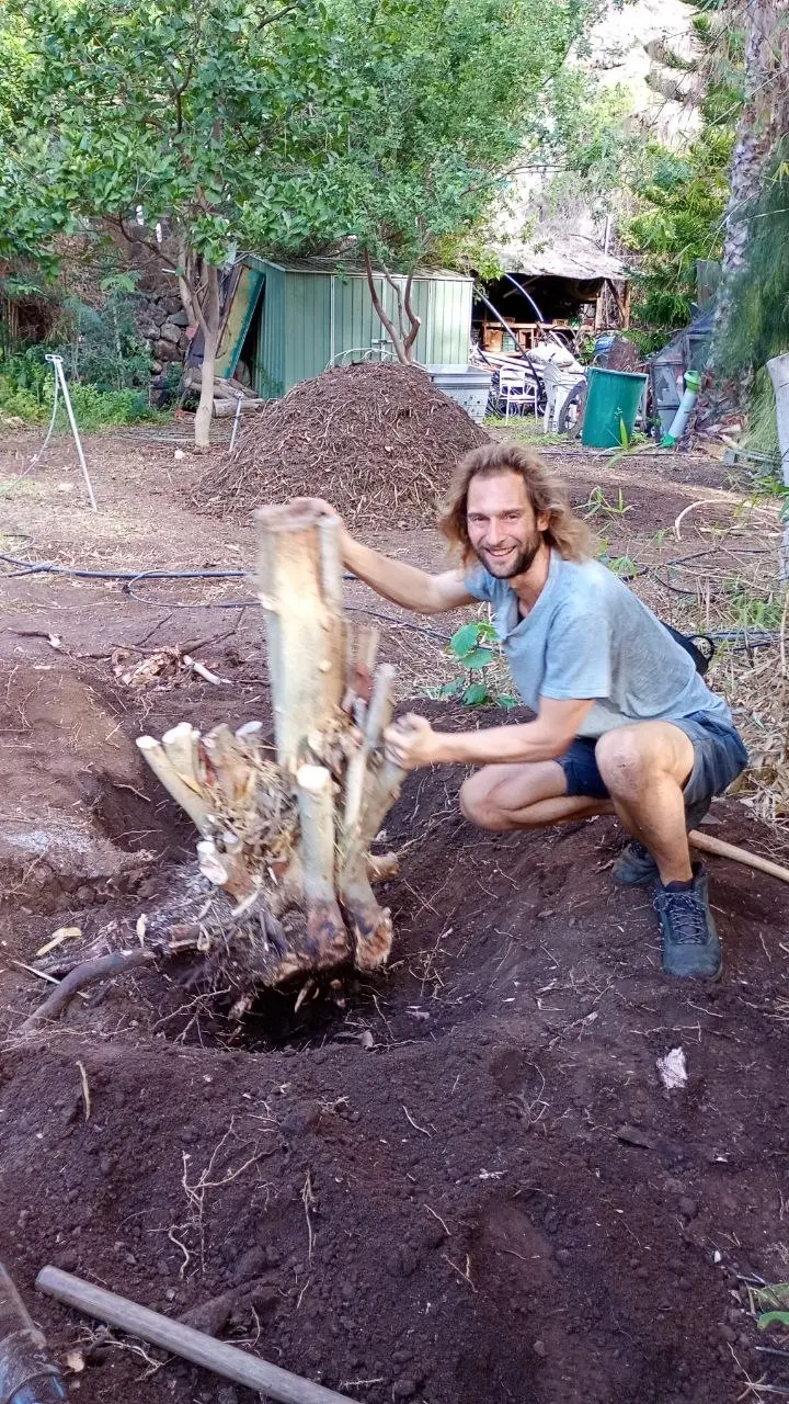 Alexander bei der praktischen Arbeit am Boden auf La Gomera